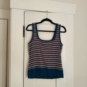 Madewell Teal and Multicolor Striped Tank Top